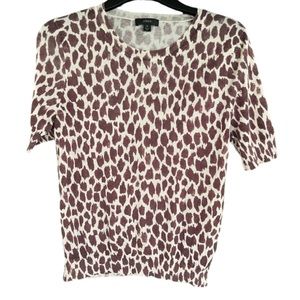 J.Crew Women's Small Short-Sleeve Silk-Blend Sweater in Giraffe Print